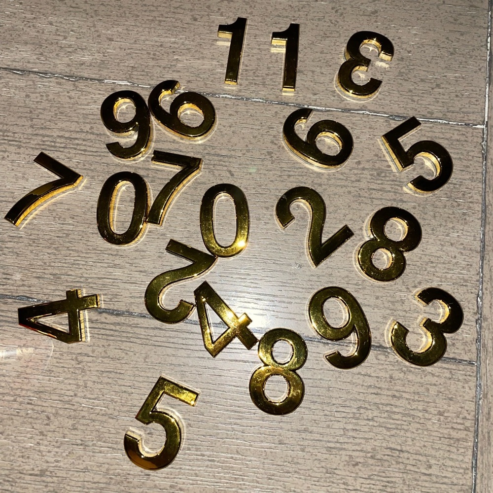Stick on gold colored numbers
